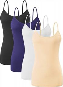 img 4 attached to Lightweight And Stretchy Women'S Cami Tank Tops - 4-Pack, Adjustable Straps - Orrpally Basic Collection