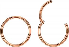 img 4 attached to Pair Of Titanium Piercing Rings For Nose, Ear, Lip, Septum - Available In 20G, 18G, 16G, 14G And Various Sizes (5Mm-16Mm) - Silver, Gold, Rose Gold, Black And Blue Plated Options By FANSING
