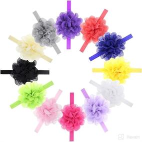 img 1 attached to Delicate Floral Fall Baby Girls Headbands Hair Bands - Elastic Chiffon Lace Flowers - BY-36