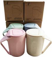 4pcs eco wheat straw plastic cup mug with filter and lid - coffee, milk, juice, tea drinking cups logo