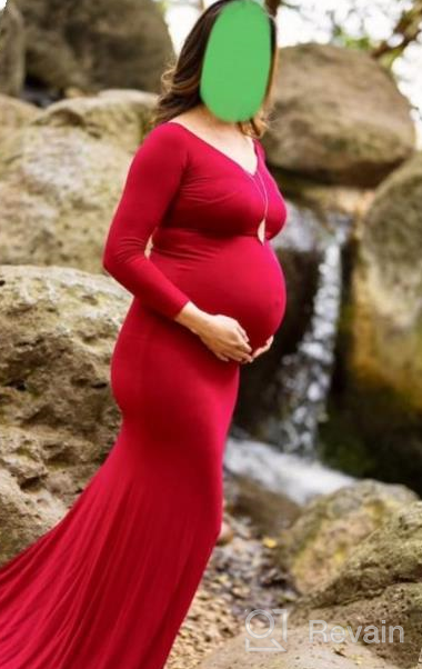 img 1 attached to Capture Forever: JustVH Fitted Cross-Front Maternity Gown For Stunning Photoshoots review by Amy Young