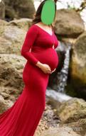 img 1 attached to Capture Forever: JustVH Fitted Cross-Front Maternity Gown For Stunning Photoshoots review by Amy Young