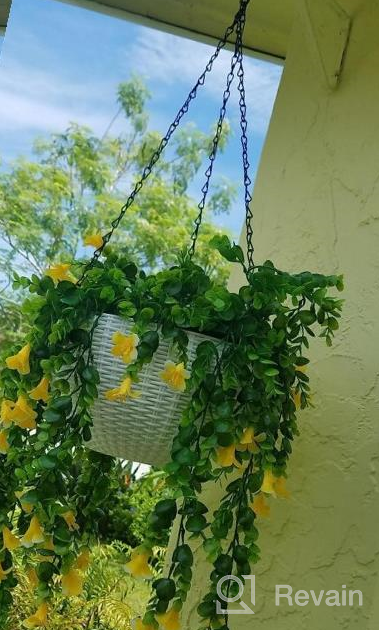 img 1 attached to Set Of 2 Foraineam Dual-Pot Hanging Basket Planters With Self-Watering System For Indoor And Outdoor Plants And Flowers - Includes Drainer And Chain - Assorted Sizes (White) review by Eduardo Davis