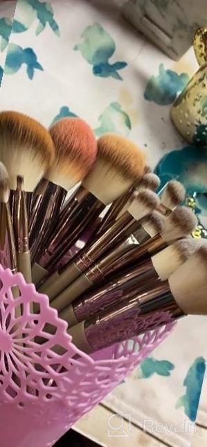 img 1 attached to Professional Makeup Brush Set - 18 Synthetic Brushes For Foundation, Powder, Concealers, Eye Shadows - Black Gold Color Scheme review by David Burns