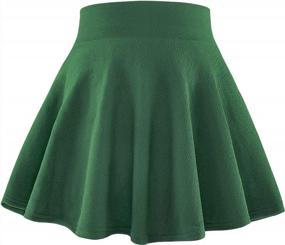 img 4 attached to BOOPH Kids Girls Casual Mini Flare Plain Pleated Stretch Waist Skater Skirts