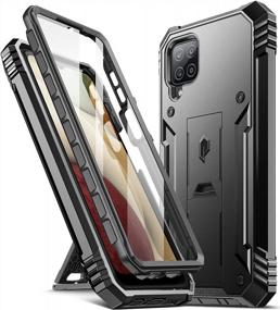 img 4 attached to Samsung Galaxy A12 Poetic Revolution Series Case - Full-Body Rugged Dual-Layer Shockproof Protective Cover With Kickstand, Built-In Screen Protector, And Sleek Black Design