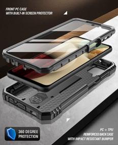 img 3 attached to Чехол для Samsung Galaxy A12 серии Poetic Revolution — прочный двухслойный противоударный защитный чехол по всему телу с подставкой, встроенной защитной пленкой для экрана и элегантным черным дизайном