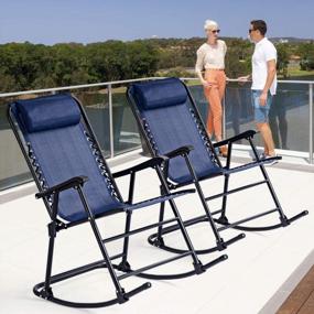 img 1 attached to Складное кресло-качалка Goplus Zero Gravity: легкое расслабление на пляже, в кемпинге и в помещении / на открытом воздухе.