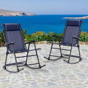 img 3 attached to Складное кресло-качалка Goplus Zero Gravity: легкое расслабление на пляже, в кемпинге и в помещении / на открытом воздухе.