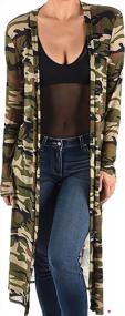 img 2 attached to Plus Size Camo Green Sheer Mesh Kimono Duster Cardigan For Women By Funfash
