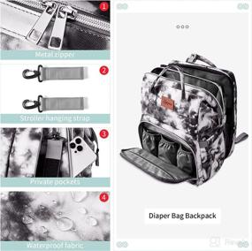 img 2 attached to SYNPOS Tie Dye Baby Diaper Bag Backpack with Foldable Crib - Waterproof, Spacious, and Convenient for Traveling