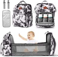 synpos tie dye baby diaper bag backpack with foldable crib - waterproof, spacious, and convenient for traveling logo