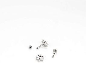 img 1 attached to 💎 Set of 2-4 Surgical Steel Labret Studs with CZ Flower; 16G-18G; Perfect for Lip, Medusa, Monroe, Helix, Cartilage, Conch, Tragus, and Lobes Piercings; Ideal for Women and Girls