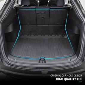 img 1 attached to Xipex Fit Tesla Model Y Trunk Mat TPE Cargo Mat All Weather Cargo Liner 5-Seater Tesla Model Y 2020 2021 2022 Accessories (5-Seat