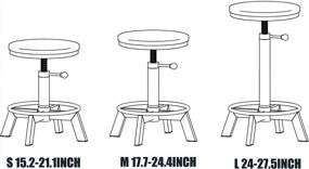 img 3 attached to Набор из 2 промышленных барных стульев, короткий стул, поворотный, деревянное сиденье, кухонный остров, стулья, стойка, регулируемая по высоте, 15,2-21 дюймов