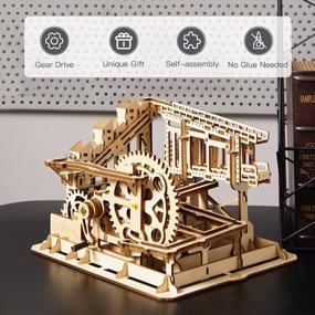 img 3 attached to Деревянные американские горки Marble Run Puzzle - ROKR 3D механическая модель для самостоятельного изготовления, украшения и образовательных подарков