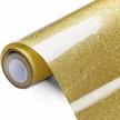 12in x 10ft gold glitter htv heat transfer vinyl roll - perfect for cricut & silhouette, easy to cut & weed for shirts gifts! logo