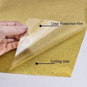 img 2 attached to 12In X 10Ft Gold Glitter HTV Heat Transfer Vinyl Roll - Perfect For Cricut & Silhouette, Easy To Cut & Weed For Shirts Gifts!