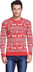 img 4 attached to Men'S Reindeer Snowflake Christmas Sweater: Crew Neck Pullover Jumper By Shineflow