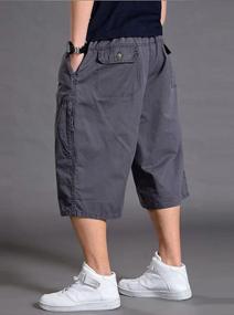 img 1 attached to Men'S Cotton Cargo Shorts 3/4 Length Loose-Fit Comfy Baggy