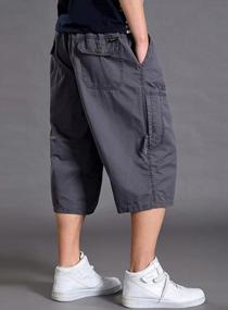img 2 attached to Men'S Cotton Cargo Shorts 3/4 Length Loose-Fit Comfy Baggy