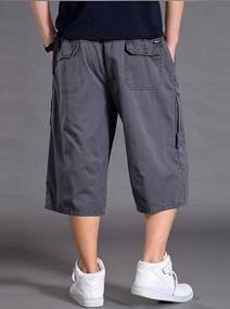 img 3 attached to Men'S Cotton Cargo Shorts 3/4 Length Loose-Fit Comfy Baggy