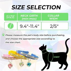 img 3 attached to 🐱 ALUZAEMO Cat Collars Breakaway - Stylish Rhinestone Adorned No Bell Collars - Adjustable Soft Velvet Bling Pet Collars for Girl Boy Cat Puppy (Pink Yellow Blue)