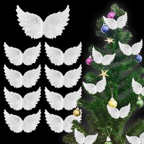 img 4 attached to 36Pcs Plastic Angel Wings For Crafts: Mini 3D White Wing Ornaments For Xmas Tree Decor, DIY Accessories & Party Favors