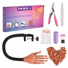 img 4 attached to INFILILA Flexible Practice Hand For Acrylic Nails - Moveable Fake Mannequin Hands With 100 PCS Nail Tips, Files, And Clipper - Perfect For Nail Practice And Beginners