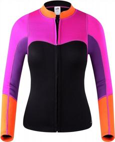 img 3 attached to Stay Comfortable In The Water: Lemorecn Women'S 2Mm Neoprene Long Sleeve Wetsuit Top With Convenient Front Zipper