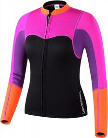 img 4 attached to Stay Comfortable In The Water: Lemorecn Women'S 2Mm Neoprene Long Sleeve Wetsuit Top With Convenient Front Zipper