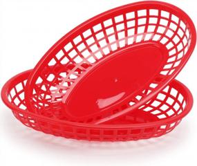 img 1 attached to 24Pcs Oval Plastic Food Serving Baskets By EUSOAR - Reusable And Food Grade, Microwave & Dishwasher Safe Tray For Burgers, Fries, Sandwiches, BBQs, And Picnics