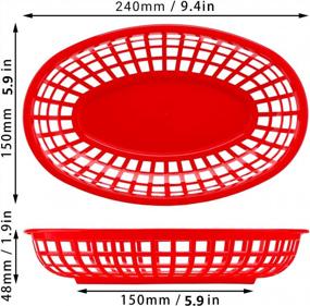 img 2 attached to 24Pcs Oval Plastic Food Serving Baskets By EUSOAR - Reusable And Food Grade, Microwave & Dishwasher Safe Tray For Burgers, Fries, Sandwiches, BBQs, And Picnics