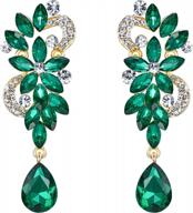 bohemian crystal flower chandelier earrings for weddings and bridal, dangling teardrop bling by brilove логотип