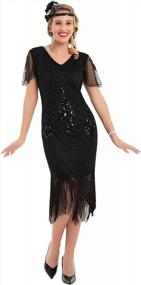 img 3 attached to PrettyGuide Women'S 1920S Sequin Art Deco Flapper Dress With Sleeve