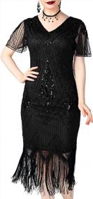 img 4 attached to PrettyGuide Women'S 1920S Sequin Art Deco Flapper Dress With Sleeve