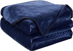 img 4 attached to Флисовое одеяло из микроплюша королевского размера - 90X90 дюймов, темно-синее - теплое и легкое для дивана-кровати от EASELAND