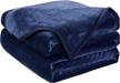queen size microplush fleece blanket - 90x90 inches, dark blue - warm & lightweight for couch bed sofa by easeland logo