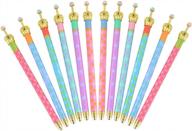 set of 12 adorable princess crown ballpoint pens with black ink - korean style, creative stationery for office, school, and home use - perfect gift idea logo