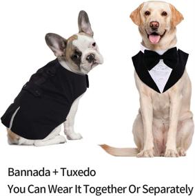 img 2 attached to IDOMIK Dog Tuxedo Suit: Formal Vest Set with Bow Ties, Collar, and Bandana Scarf - Perfect Costume/Dress for Wedding, Birthday Party - For Small, Medium, Large Breeds - Black