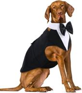 idomik dog tuxedo suit: formal vest set with bow ties, collar, and bandana scarf - perfect costume/dress for wedding, birthday party - for small, medium, large breeds - black логотип