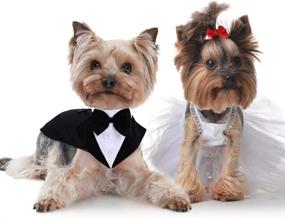 img 1 attached to IDOMIK Dog Tuxedo Suit: Formal Vest Set with Bow Ties, Collar, and Bandana Scarf - Perfect Costume/Dress for Wedding, Birthday Party - For Small, Medium, Large Breeds - Black