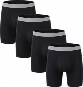 img 4 attached to Comfortable And Durable: YuKaiChen'S Men'S Open Fly Boxer Briefs In Black (4-Pack, Size Medium)