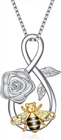 img 4 attached to Ожерелье с кулоном в виде пчелы из стерлингового серебра с цветком розы, подарок для женщин-подростков