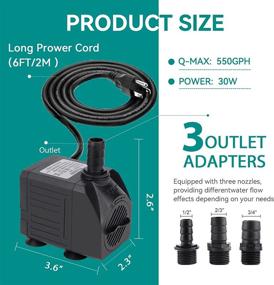 img 3 attached to Powerful 550GPH 30W FREESEA Aquarium Submersible Fountain Pump: Adjustable, Quiet & Versatile Water Pump ideal for Small Ponds, Waterfalls, & Hydroponics