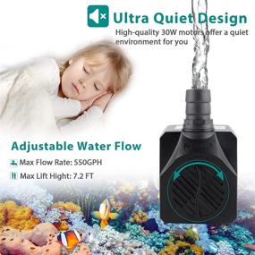 img 2 attached to Powerful 550GPH 30W FREESEA Aquarium Submersible Fountain Pump: Adjustable, Quiet & Versatile Water Pump ideal for Small Ponds, Waterfalls, & Hydroponics