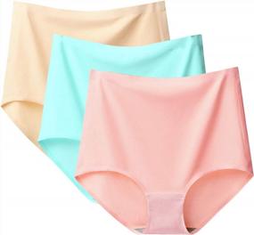 img 4 attached to FEOYA Women High Waist Plus Size Panties No Show Full Coverage Underwear Briefs