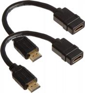 pack of 2 8in 28awg high speed hdmi pigtail extender cable - imbaprice male to female extension port saver logo