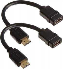 img 2 attached to Упаковка из 2 8 дюймов 28AWG Высокоскоростной кабель-удлинитель HDMI Pigtail - IMBAPrice Male-Female Extension Port Saver
