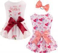 2-pack dog dress lightweight puppy skirt tutu with bow hair rope gift pet clothes girl for mother's day cat apparel cutebone 2tbf03m логотип